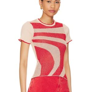 Autumn Cashmere Red and Cream Wave Pattern Tee